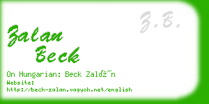 zalan beck business card